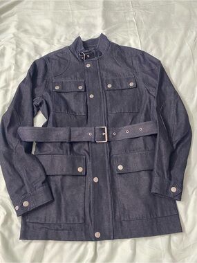 NWT Michael Kors Woman’s Belted Denim Field Jacket Spring 2023 Size Med indigo